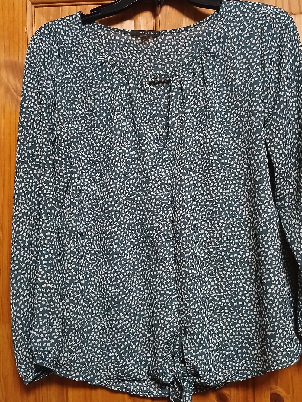 Green Dot Tie-Hem Blouse - Women